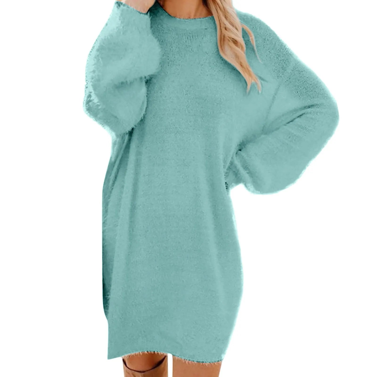 Women Long Sleeve Sweater Knit Sweatshirt Dress
