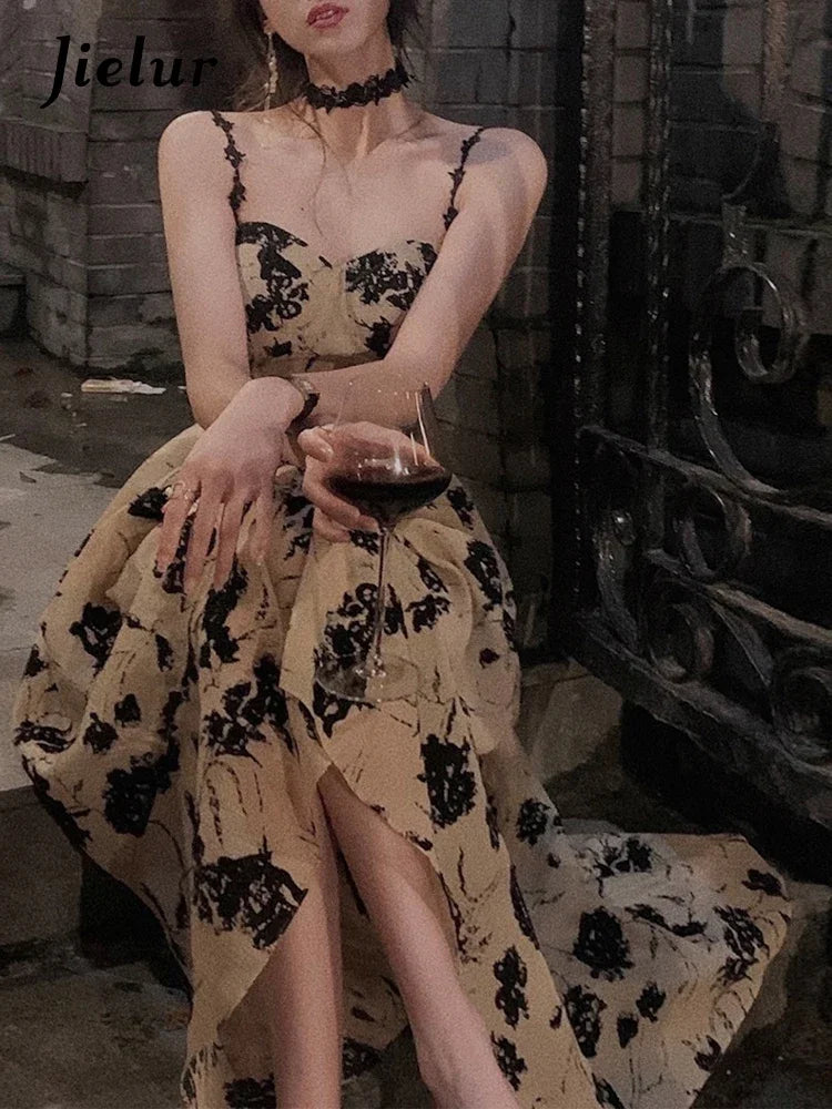 Summer Floral Strap Midi Dress Women