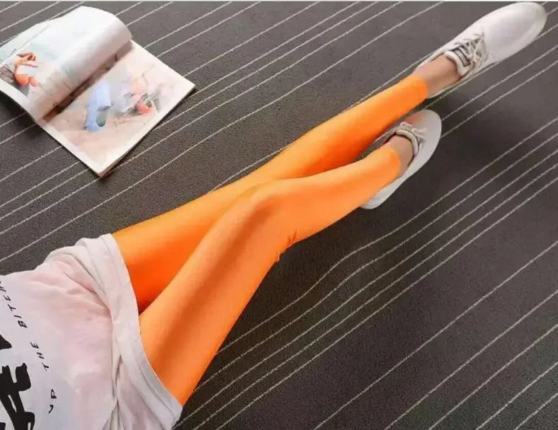 New Spring Autumn Solid Candy Neon Leggings for Women/Girls