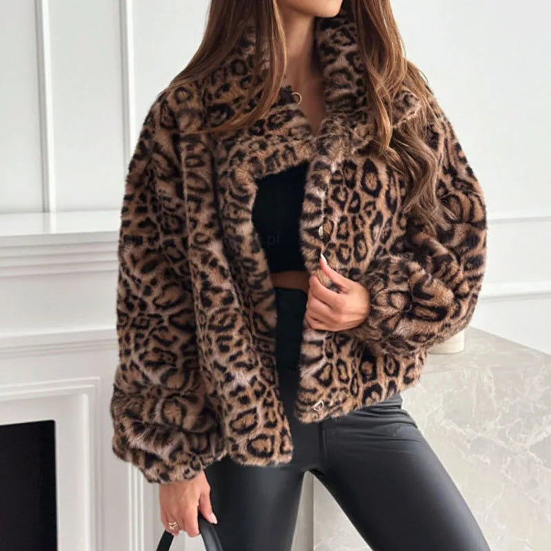Casual Leopard Printing Women Coats