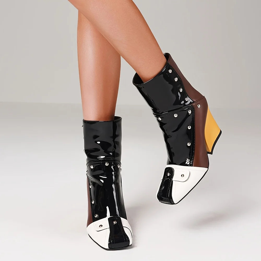 Women's Punk Square Toe Ankle Boots