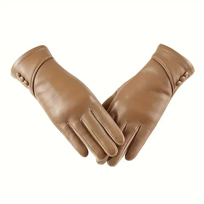 Genuine Leather Touchscreen Gloves with Soft Fleece Lining