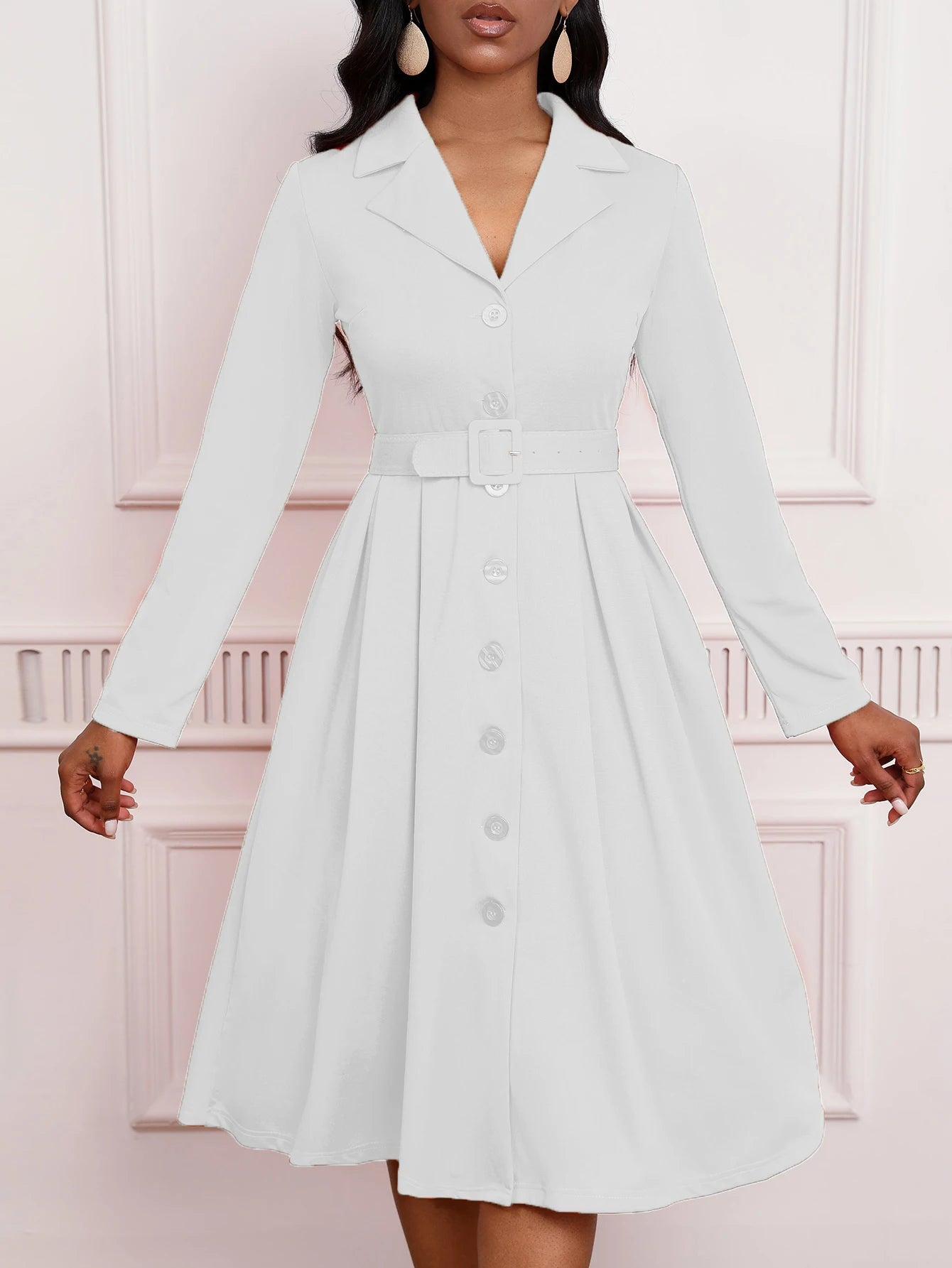 2026 Fashion All-match Elegant Stretch Dress Dress with Collar