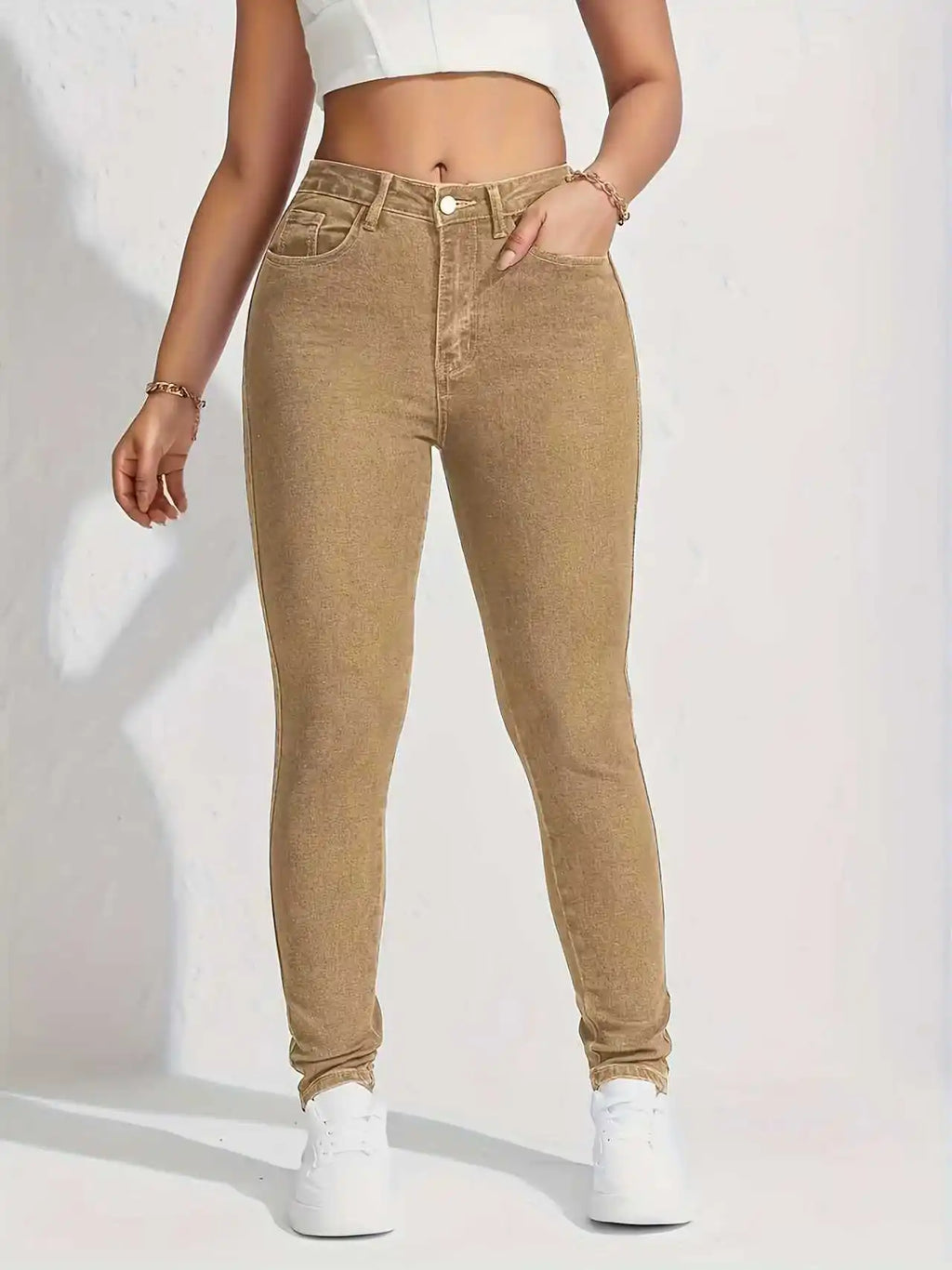 Ladies' vintage khaki skinny jeans