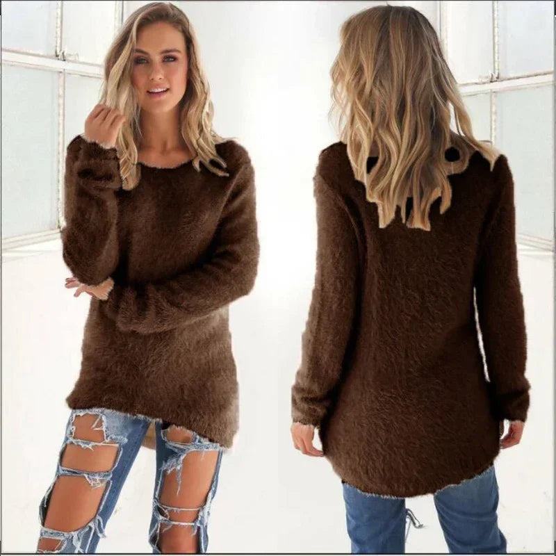 Women Warm Sweater Solid Color