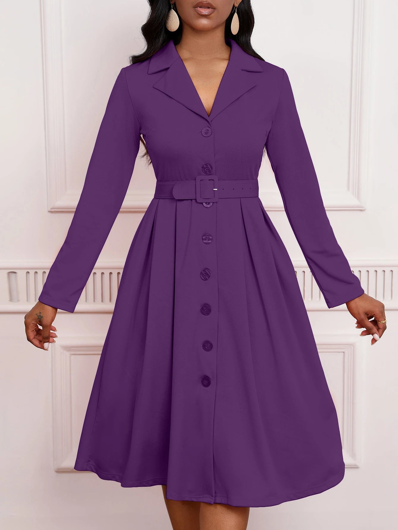 2026 Fashion All-match Elegant Stretch Dress Dress with Collar