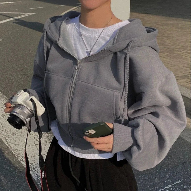 Crop Tops Hooded Hoodies Women