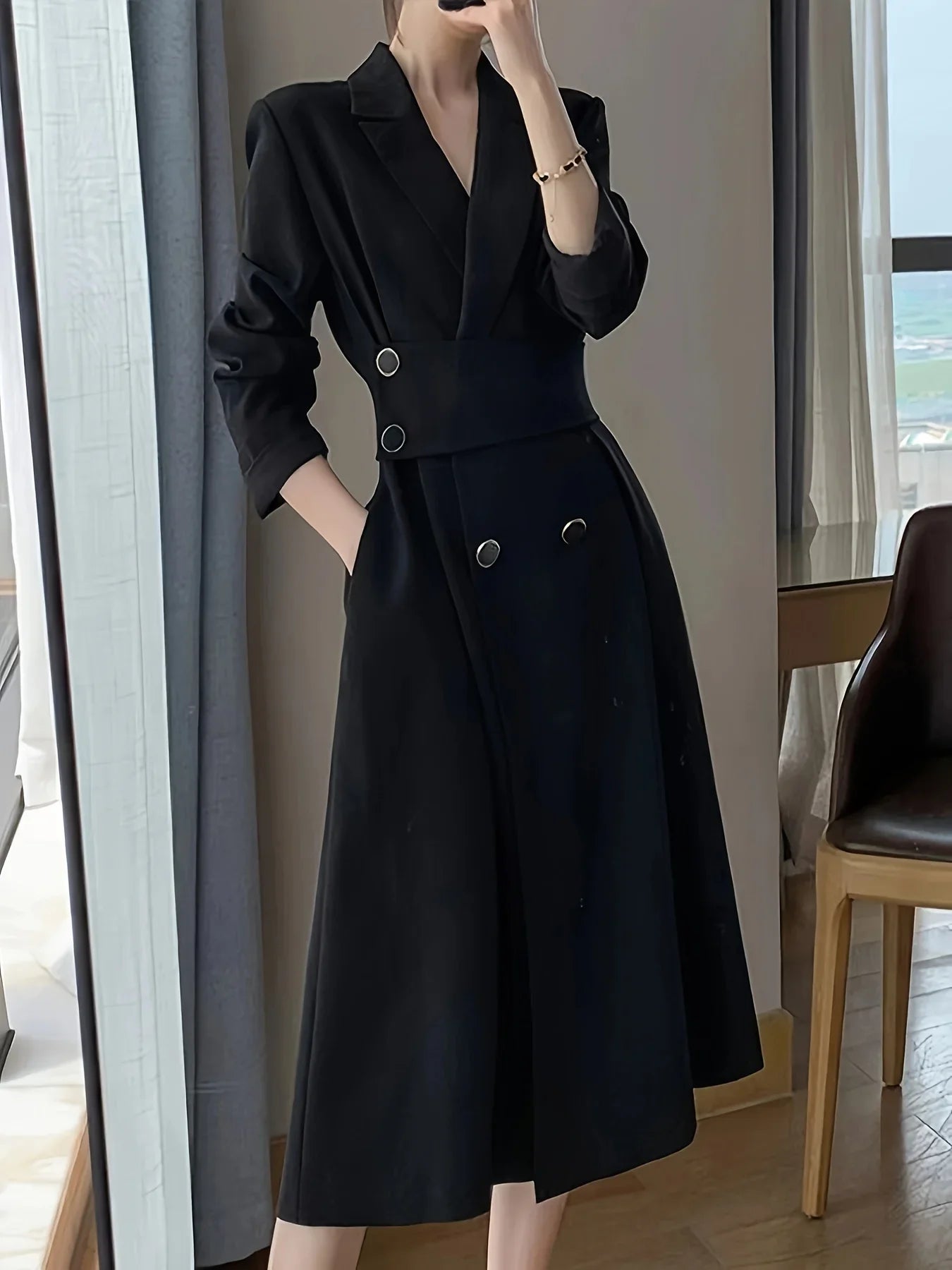 Black long-sleeved dress