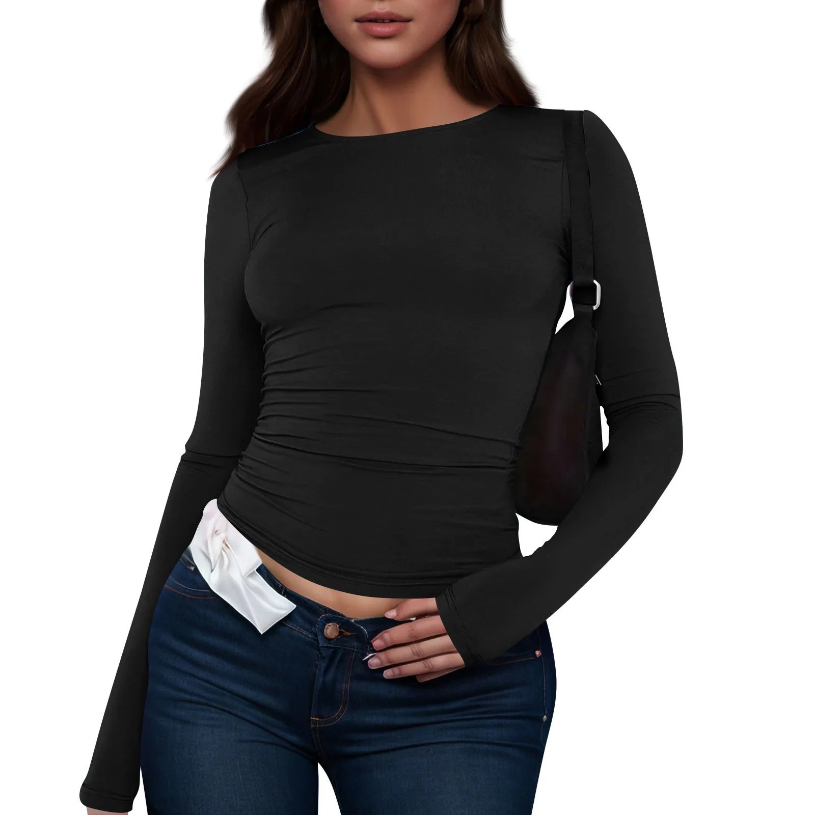 Cotton O Neck Long Sleeve Shirt