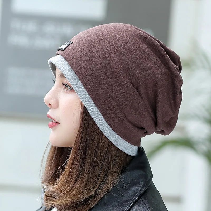 Slouchy Beanie Women Dual-use Hat Scarf