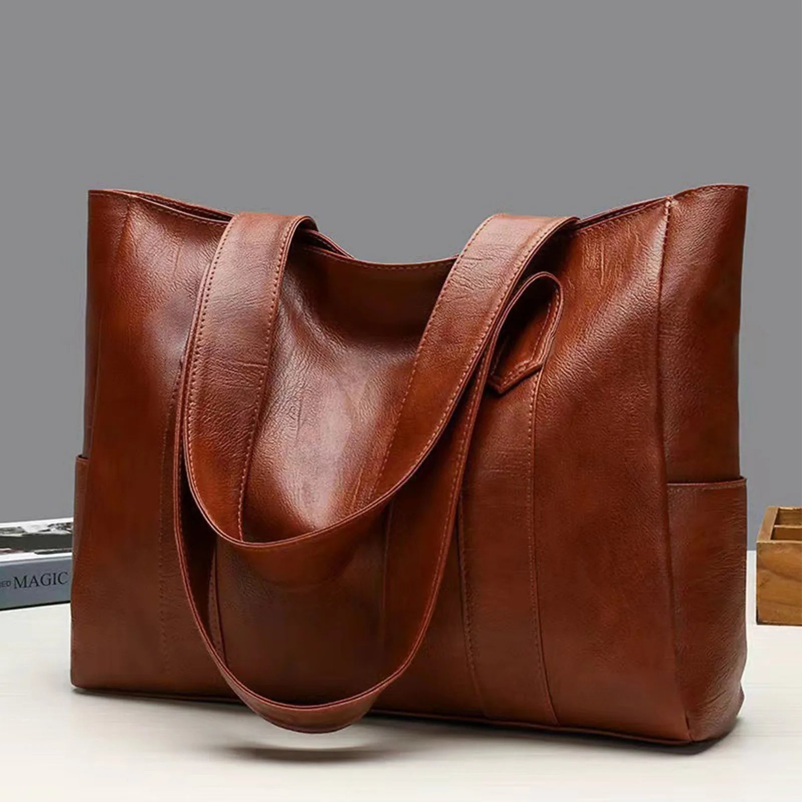 Large Capacity Tote Leather Bag