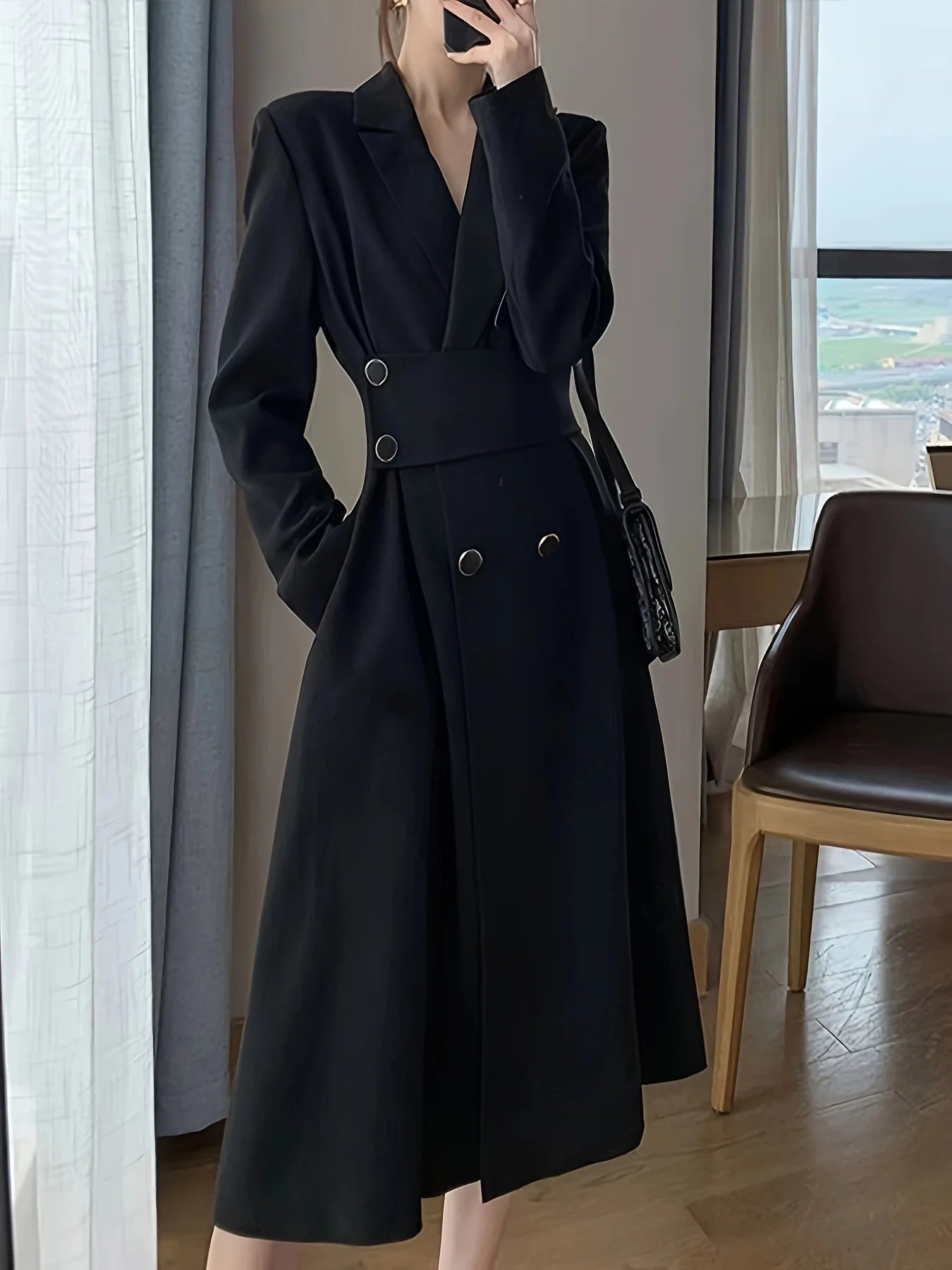 Black long-sleeved dress