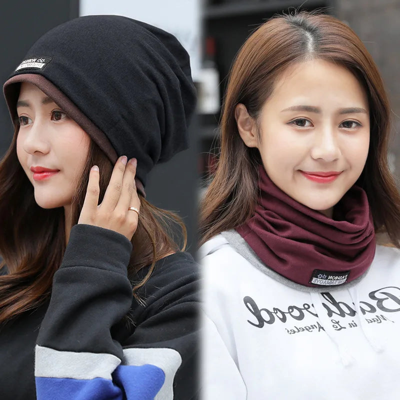 Slouchy Beanie Women Dual-use Hat Scarf