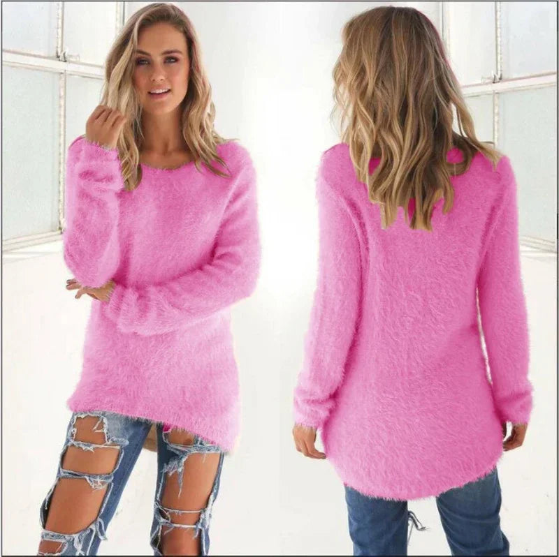 Women Warm Sweater Solid Color
