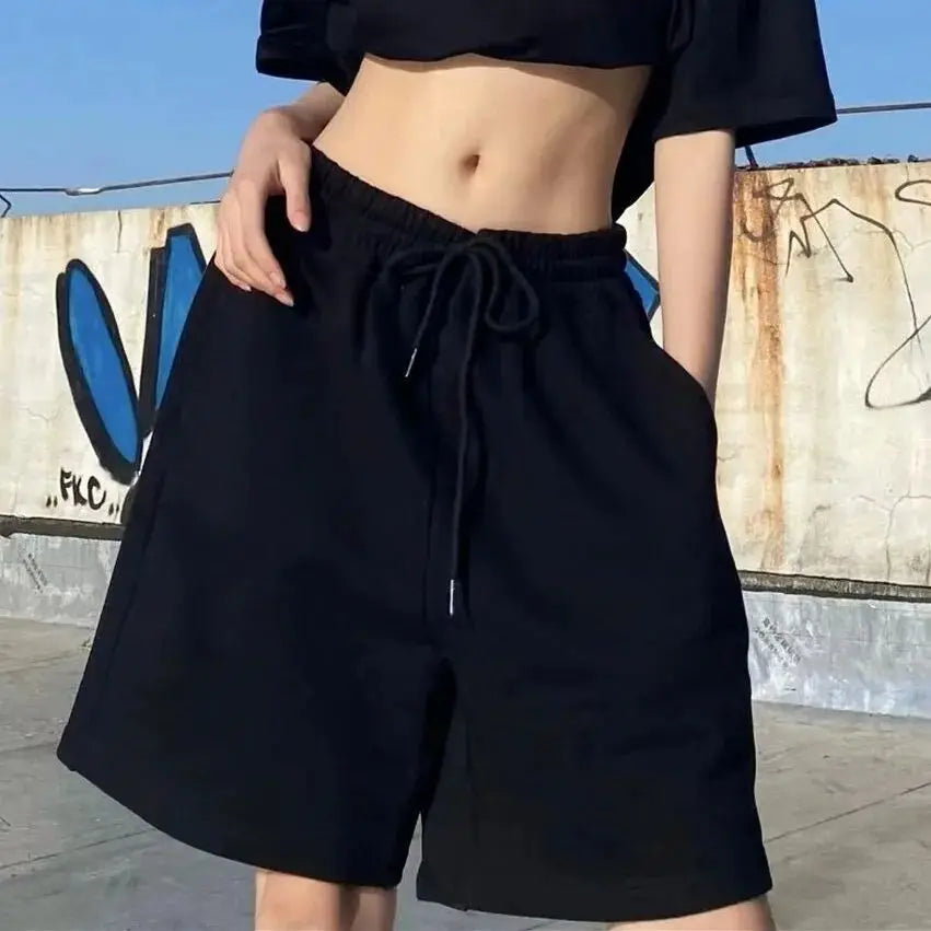 Cotton Black Sports Shorts Women's