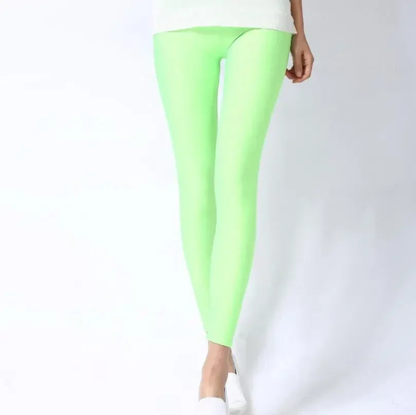 New Spring Autumn Solid Candy Neon Leggings for Women/Girls