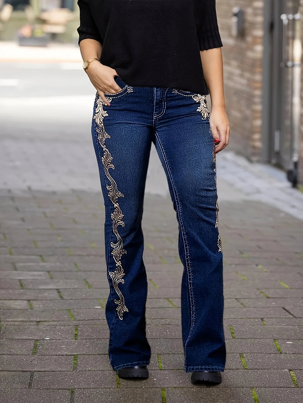 Ladies' Retro, Stretch, Western Style, Denim Pants