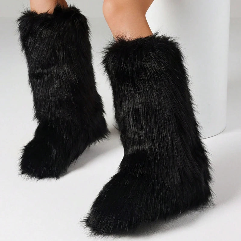 Furry Fluffy Women Snow Boots