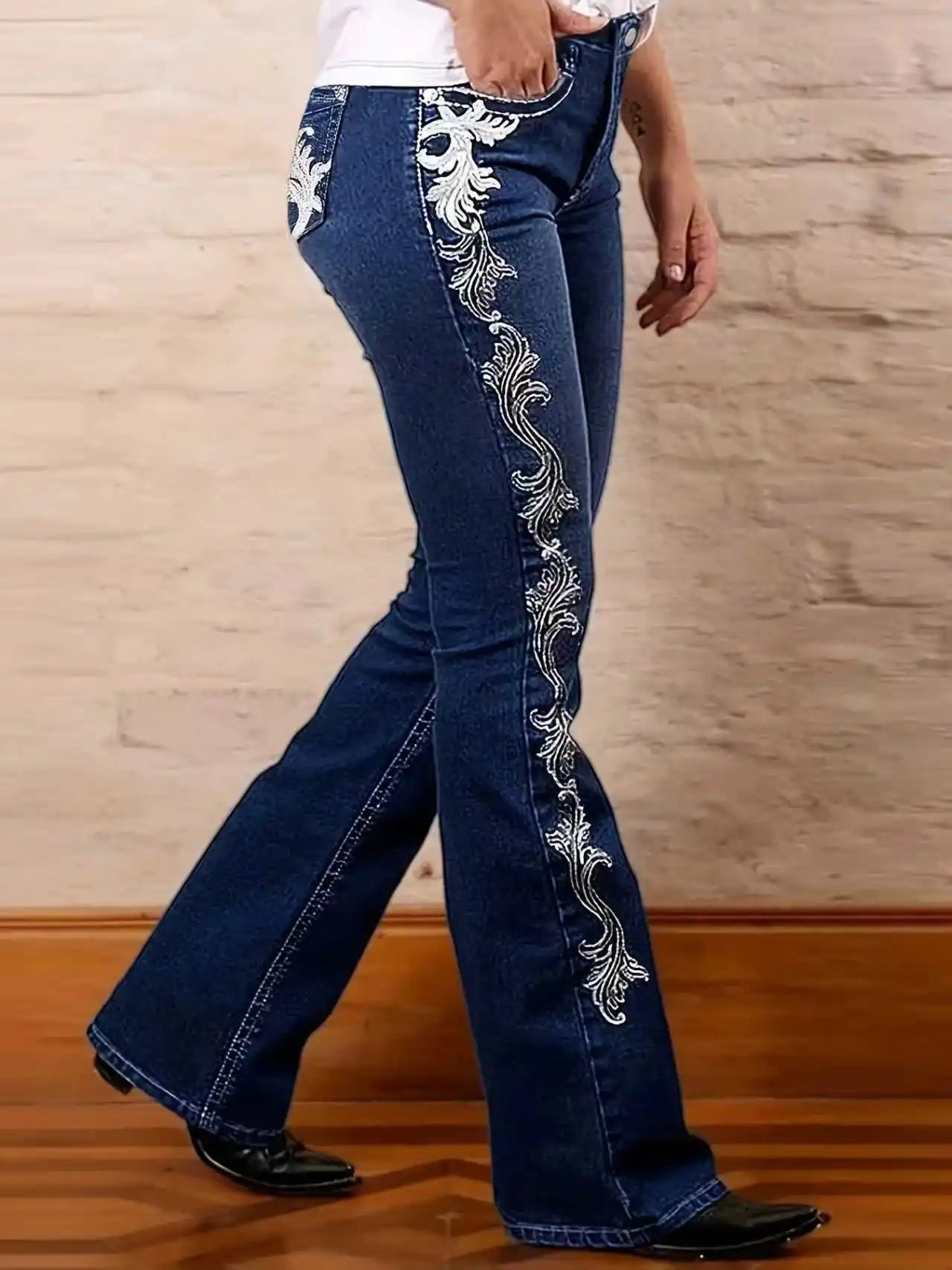 Ladies' Retro, Stretch, Western Style, Denim Pants