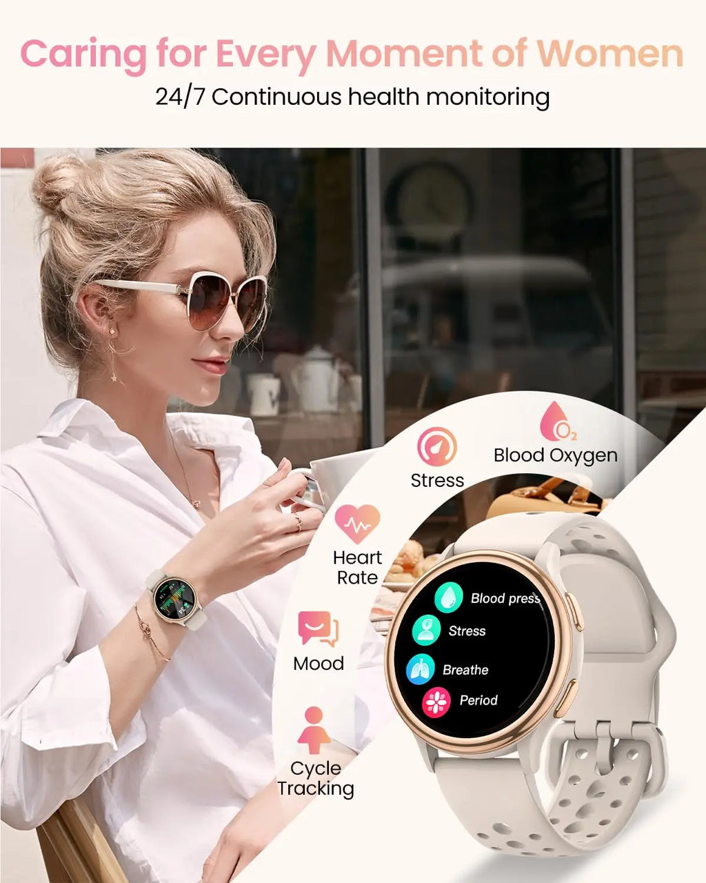 1.27" Fitness Tracker Smartwatch for iPhone ＆ Android