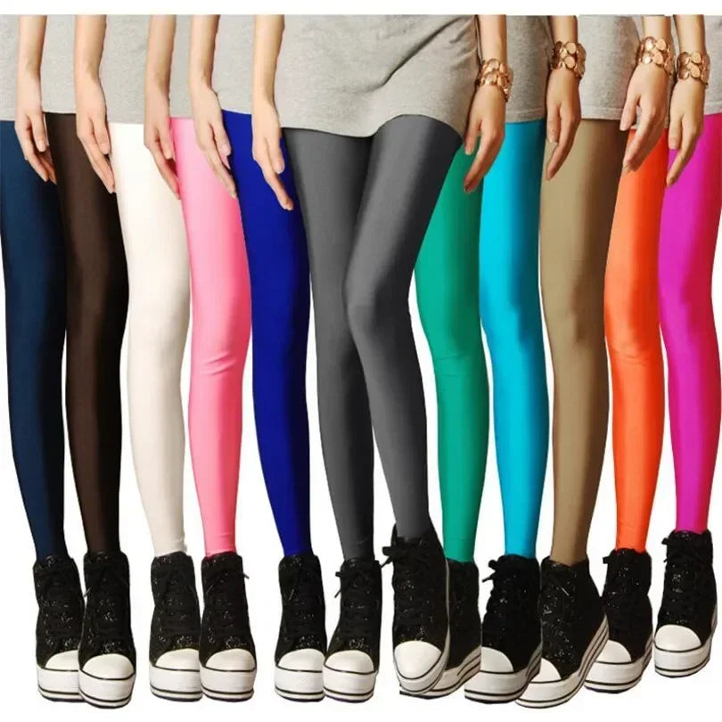 New Spring Autumn Solid Candy Neon Leggings for Women/Girls