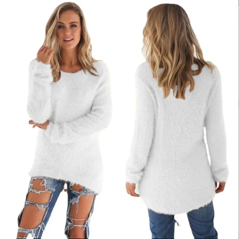 Women Warm Sweater Solid Color