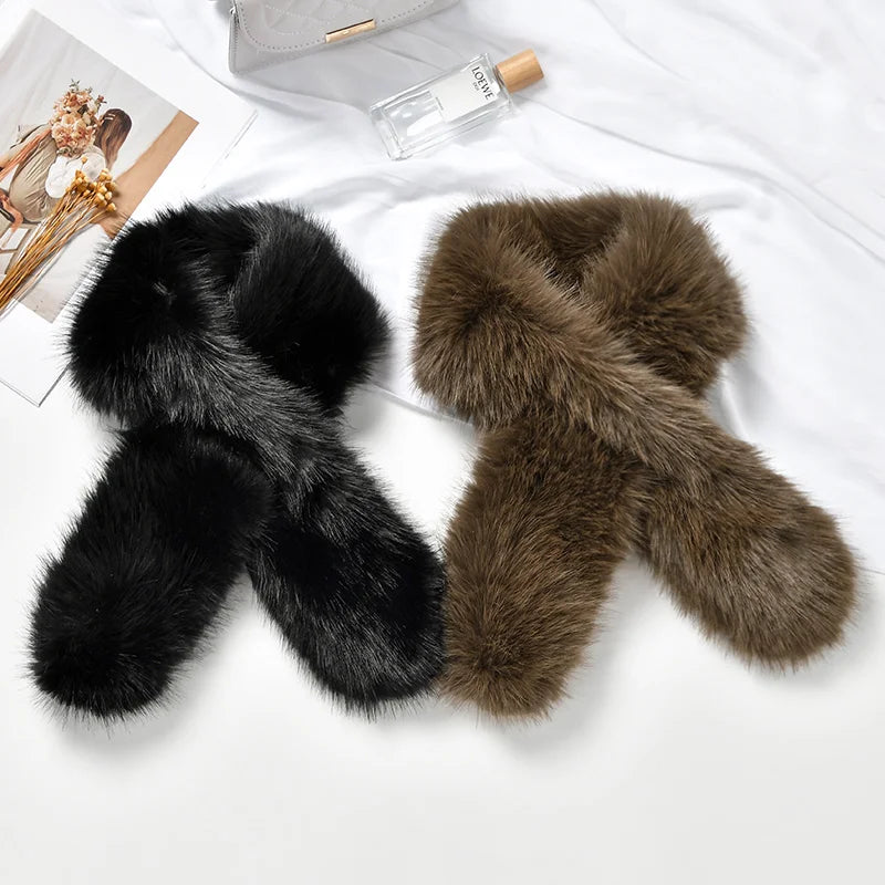 Faux Rabbit Fur Scarf Winter Warm Neckerchief