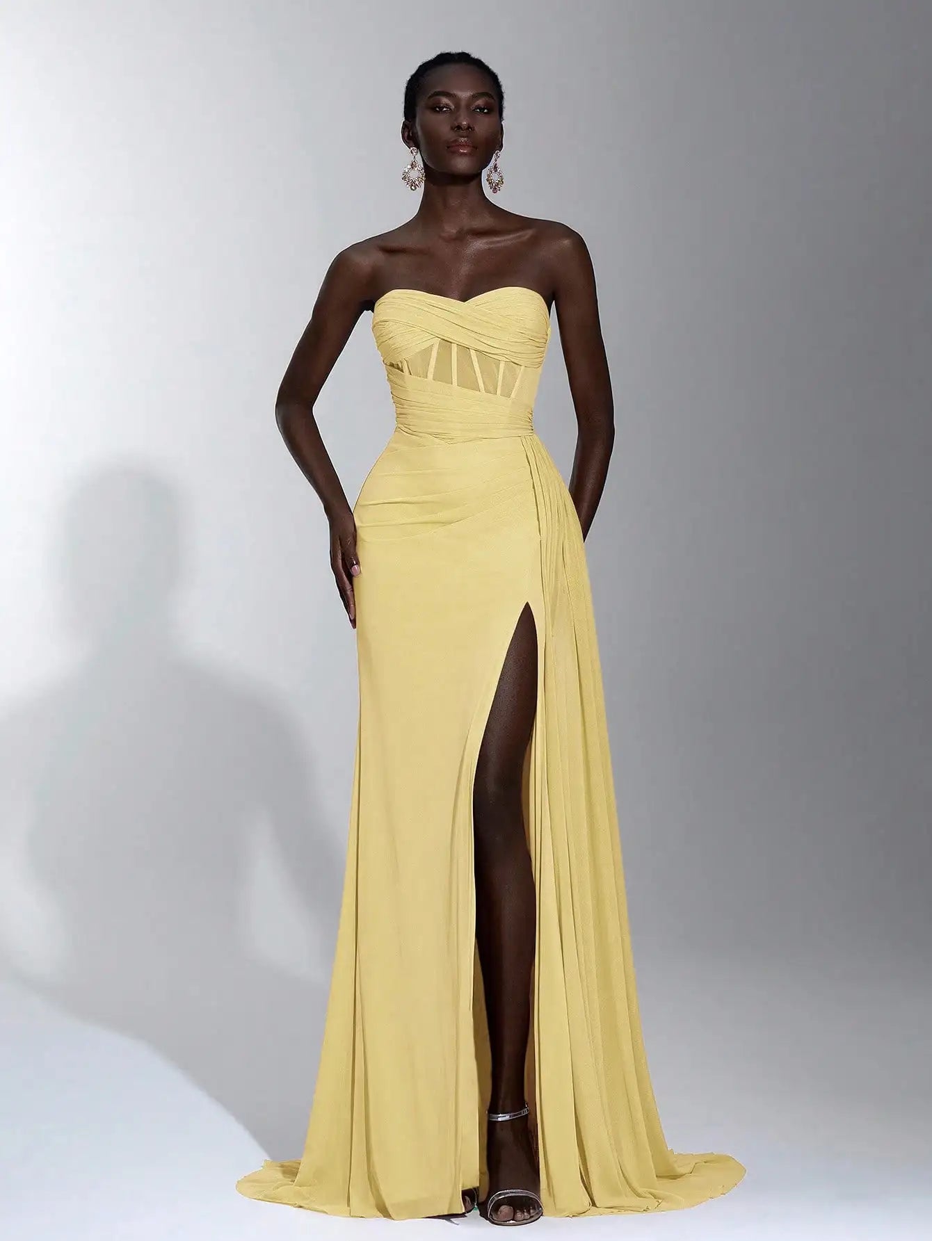 Pink Strapless Maxi Dress with Twisted Bodice