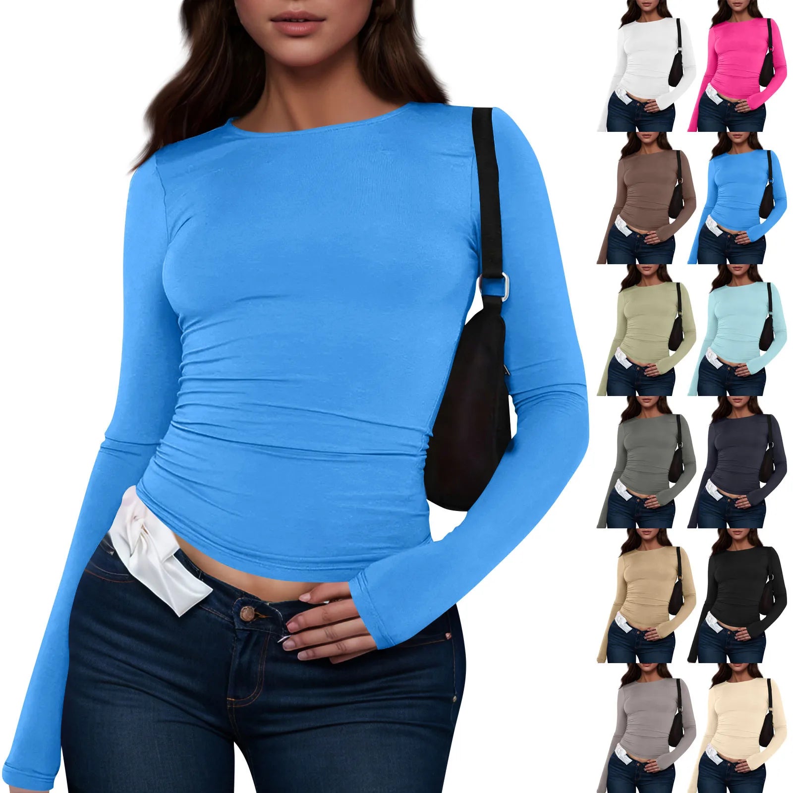 Cotton O Neck Long Sleeve Shirt