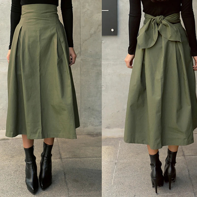Solid Color Big Swing Ladies Skirt