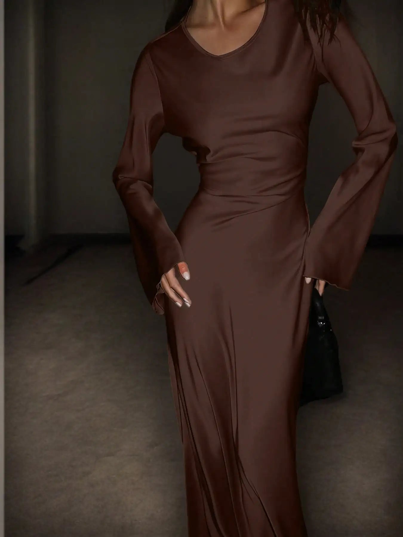 Women's Bespoke Satin Maxi Dress with Corset Waist