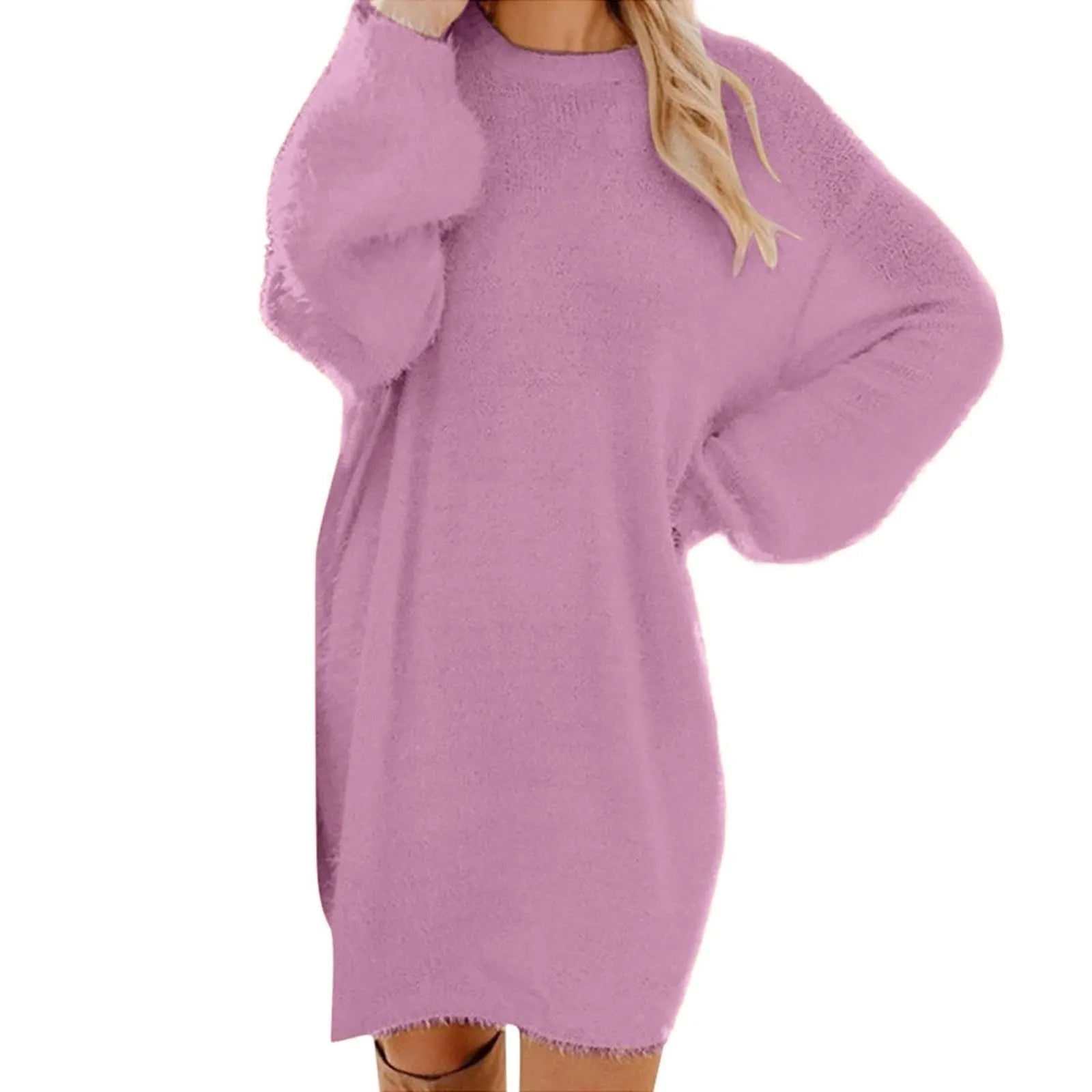 Women Long Sleeve Sweater Knit Sweatshirt Dress