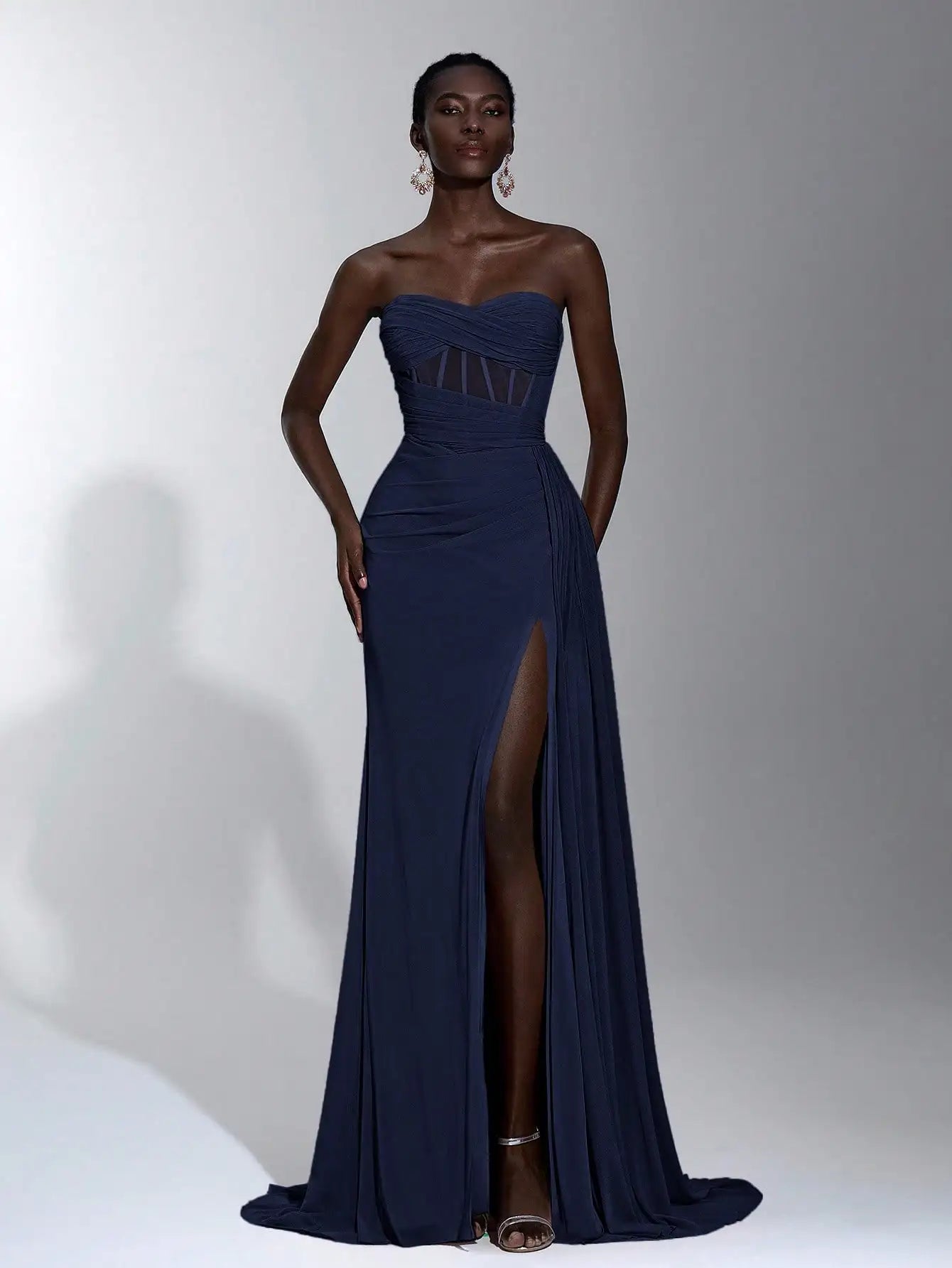 Pink Strapless Maxi Dress with Twisted Bodice