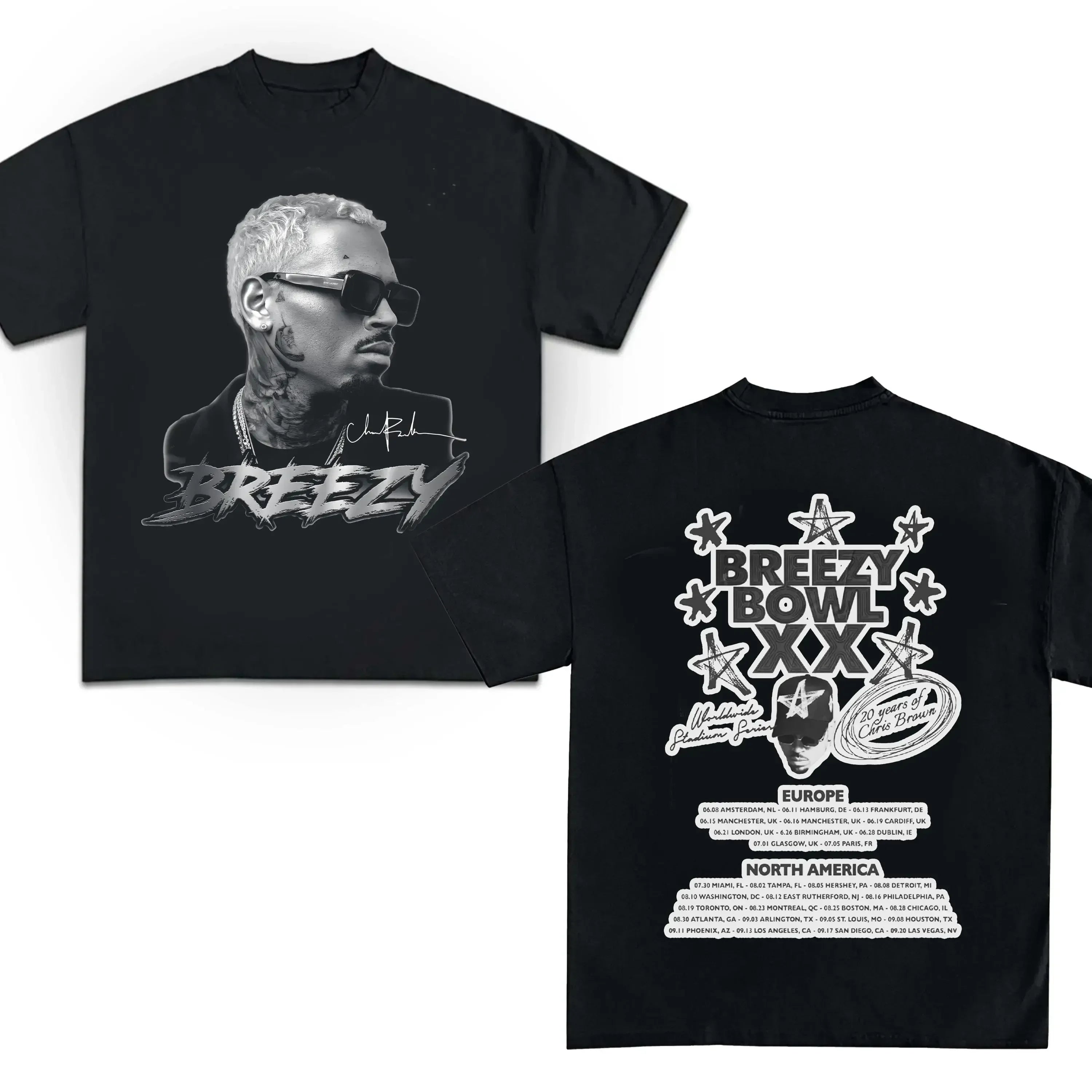 Chris Brown Breezy Bowl XX Concert Tour Cotton T Shirt