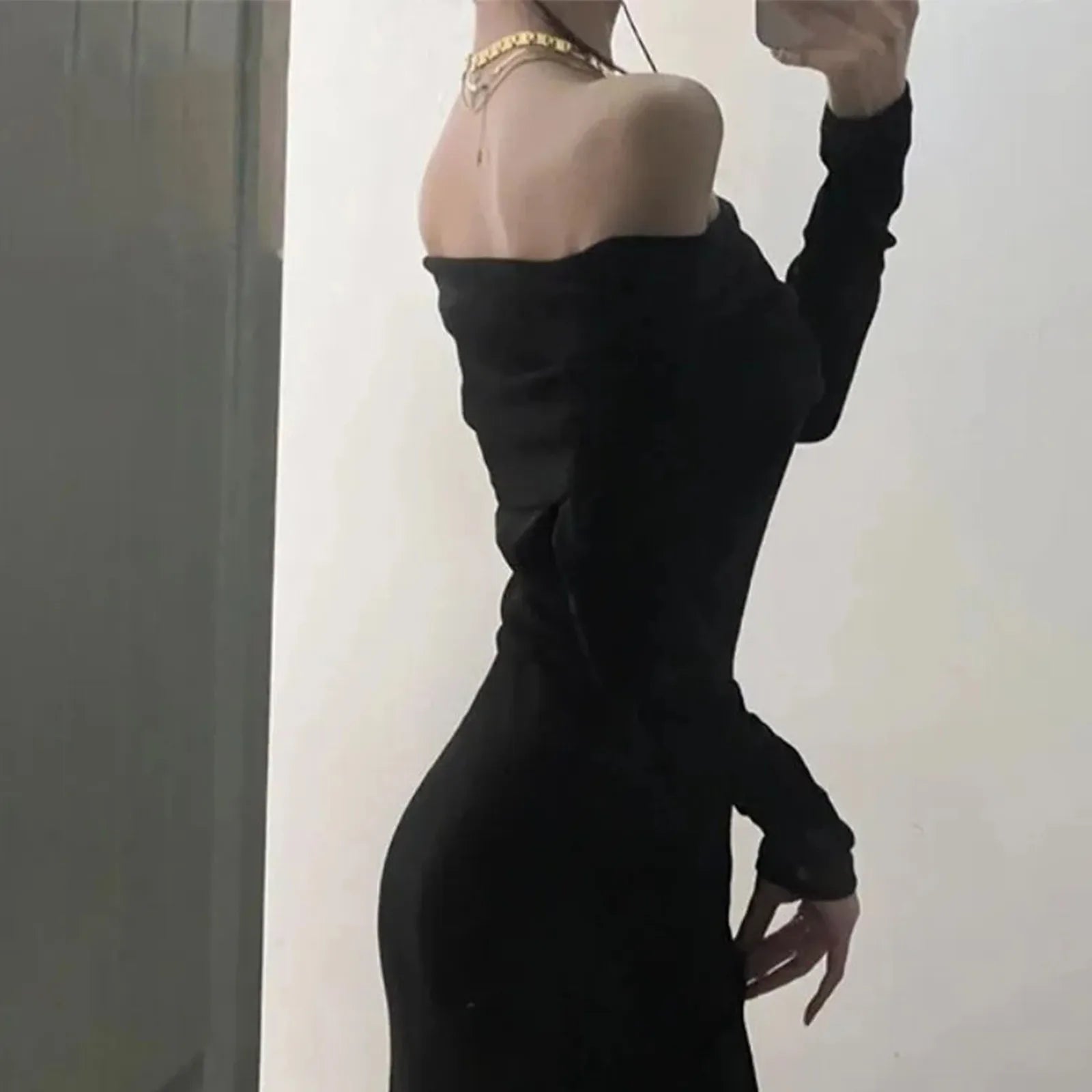 Elegant Off Shoulder Maxi Sweater Dress