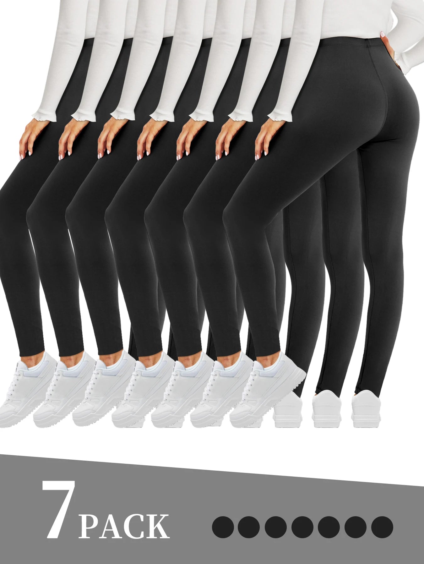 7 Pack Butt Lift Low Waisted Tummy Control Leggings for Women
