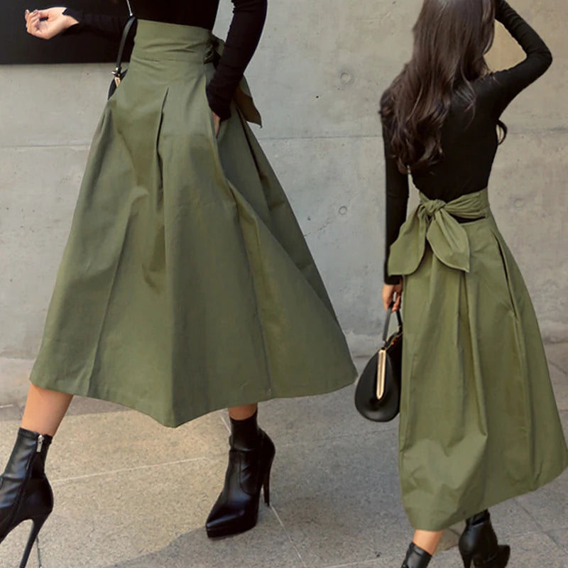 Solid Color Big Swing Ladies Skirt