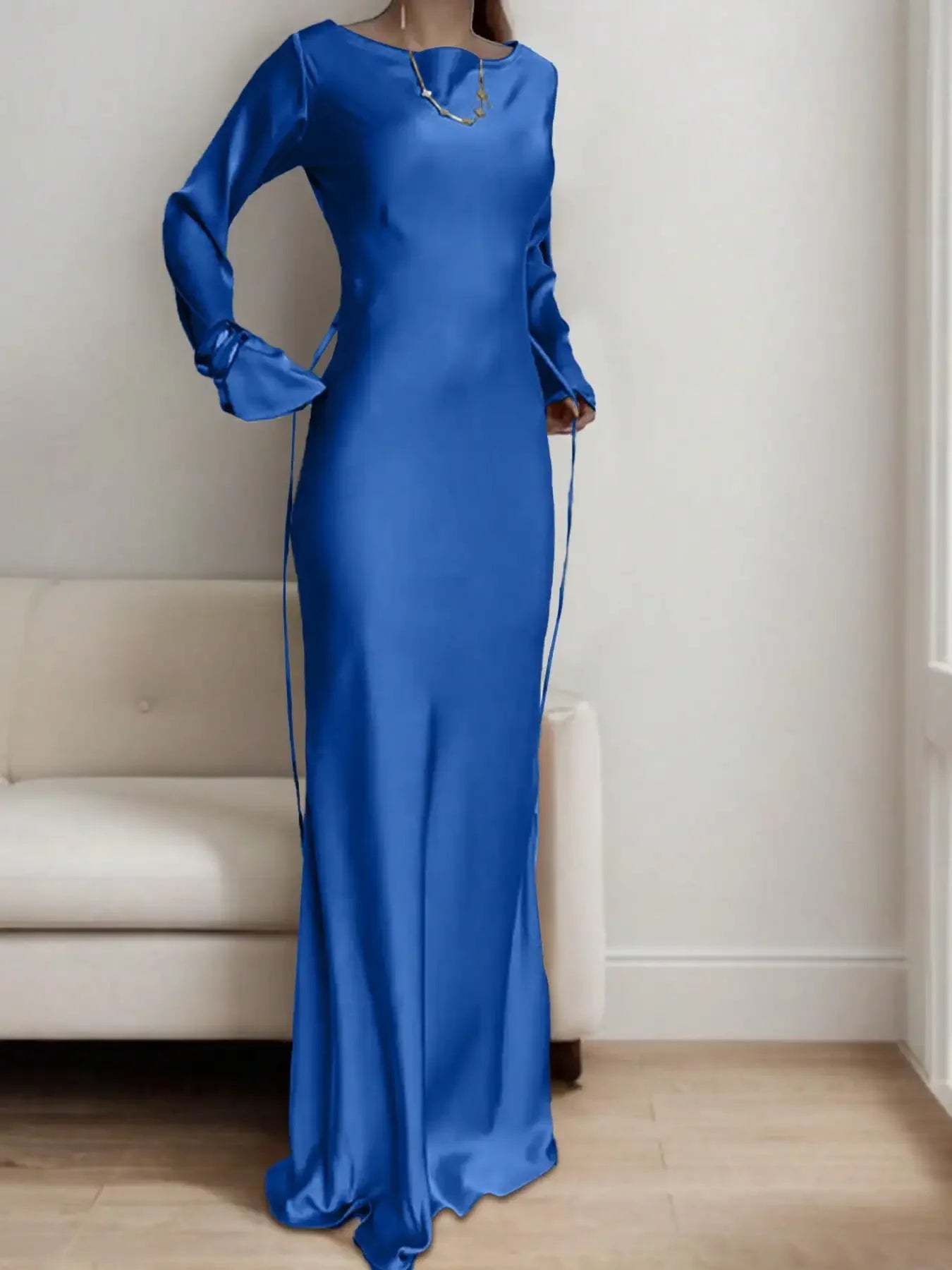 Women's Bespoke Satin Maxi Dress with Corset Waist